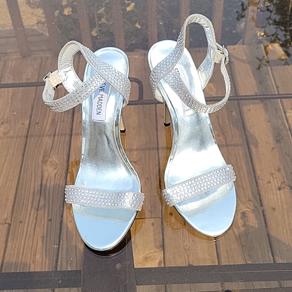 Steve Madden Shoes - Steve Madden Rhinestone ankle strap heels sz 7 1/2